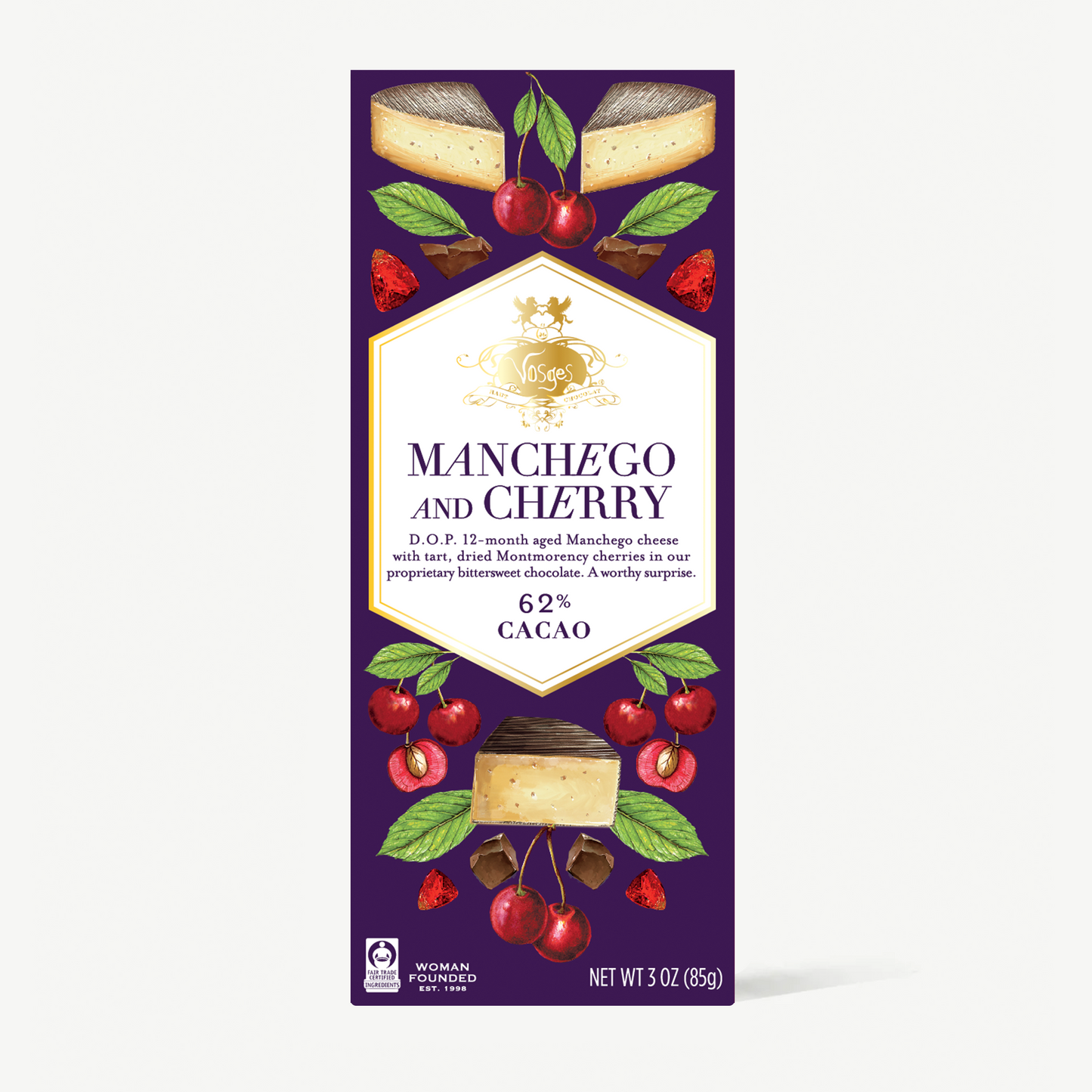 A 3 ounce Vosges Manchego and Cherry bar