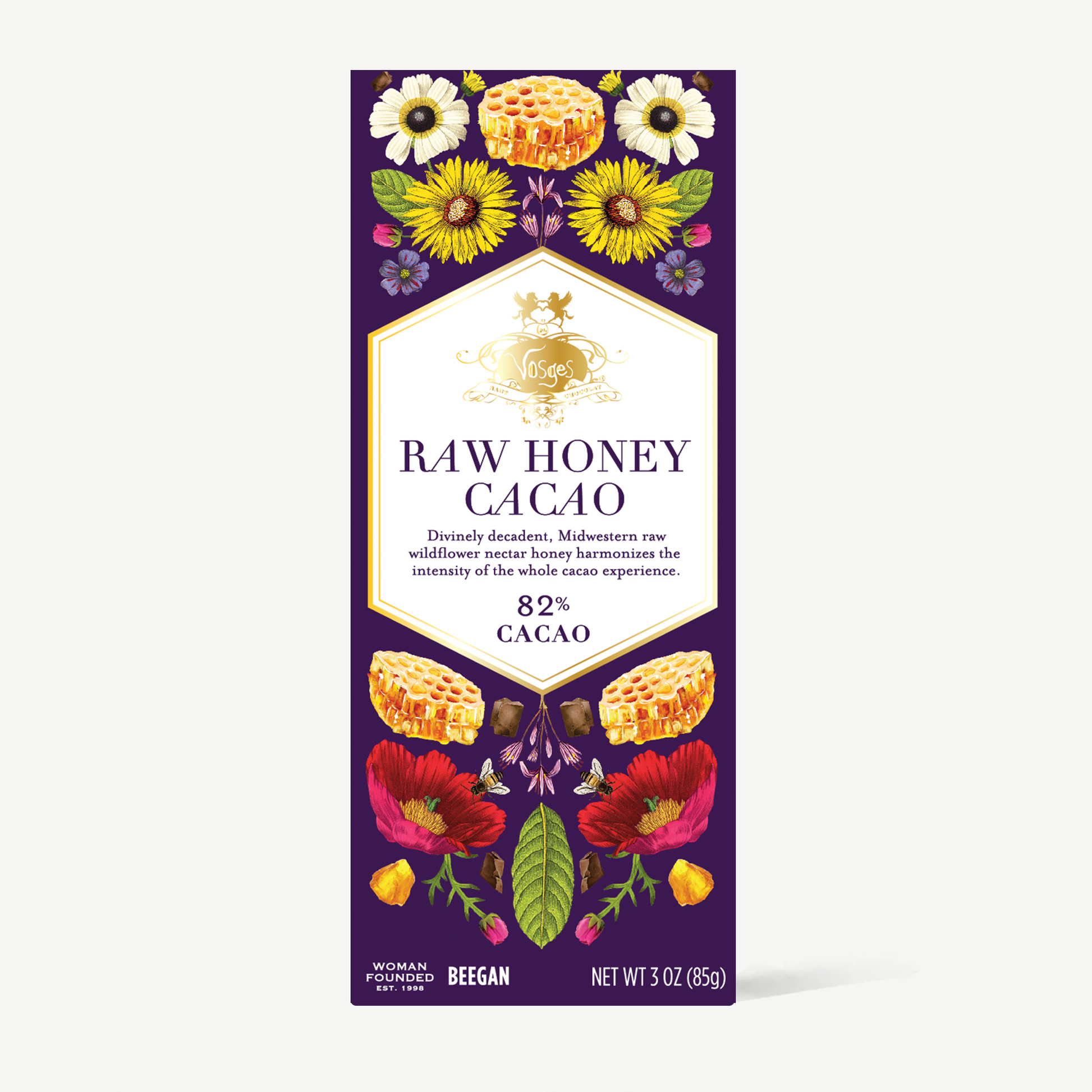 3 ounce Vosges Raw Honey Cacao bar